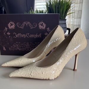 Jeffrey Campbell Beige Sequin Heels NEW! 9.5
